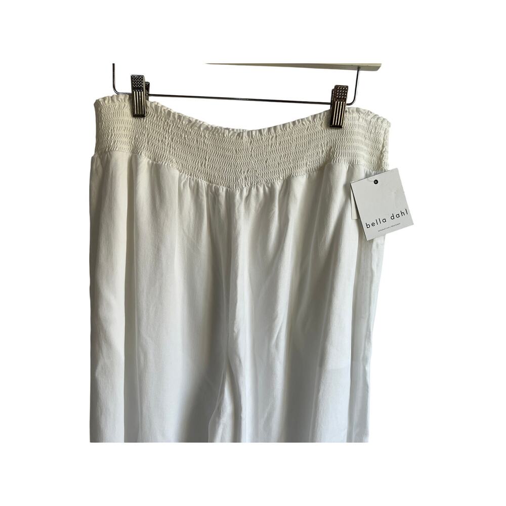 BELLA DAHL PANTS WOMENS SIZE XLARGE SMOCKED WAIST WIDE LEG WHITE NEW MSRP $150 - Picture 7 of 14